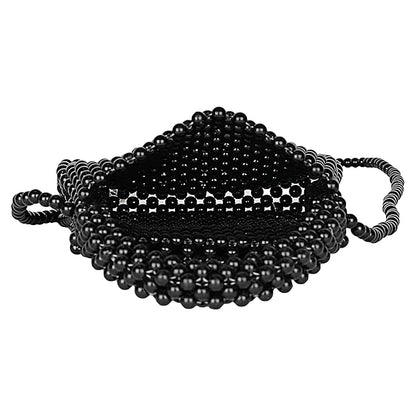 Handmade Black Pearl Beaded Shoulder Bag | Small Elegant Tote for Women & Kids | Luxury Black Pearl Fashion Bag
