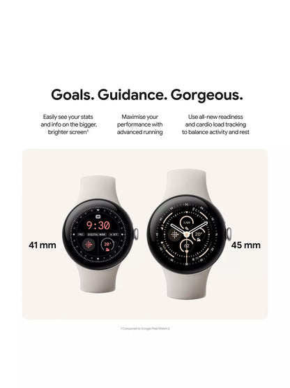 Pixel Watch 3: Elite Connectivity with GPS + LTE | Smart Health Tracking, ECG & SpO2 Sensor, Sleek Water-Resistant Build | 1-Year Warranty, Easy 14-Day Returns + Free Airpods Gift