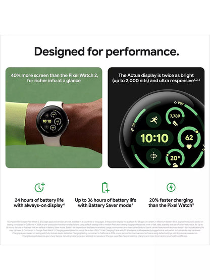 Pixel Watch 3: Elite Connectivity with GPS + LTE | Smart Health Tracking, ECG & SpO2 Sensor, Sleek Water-Resistant Build | 1-Year Warranty, Easy 14-Day Returns + Free Airpods Gift